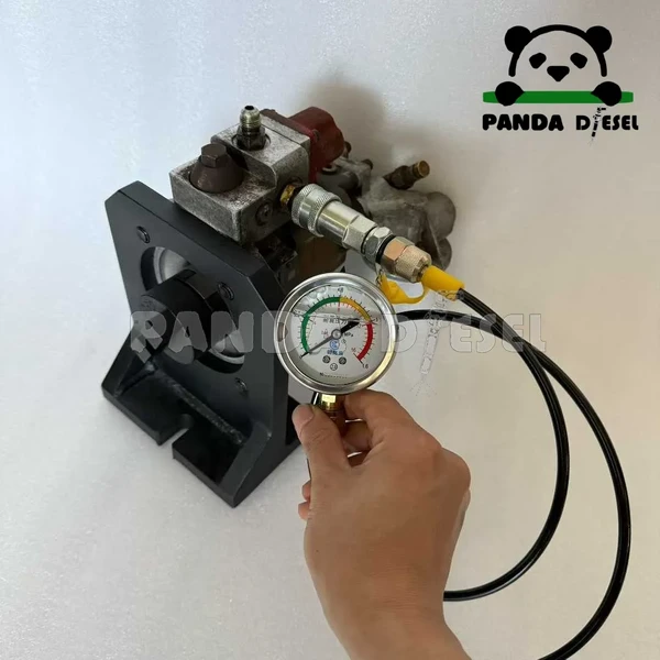 Acoplador de bomba de combustible diésel con accesorios de prueba.