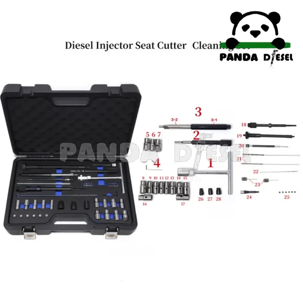juego completo de cortador de asiento de inyector diésel duradero y kit de herramientas de limpieza y reparación de 28 piezas fabricante